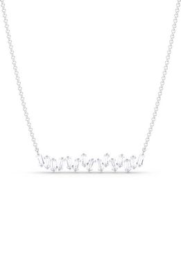 HauteCarat Baguette Lab Created Diamond Pendant Necklace in 18K White Gold