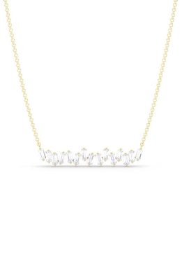 HauteCarat Baguette Lab Created Diamond Pendant Necklace in 18K Yellow Gold