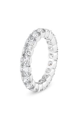 HauteCarat Cushion Cut Lab Created Diamond Eternity Ring in 18K White Gold
