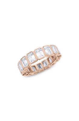 HauteCarat Emerald Cut Lab Created Diamond Eternity Ring in 18K Rose Gold
