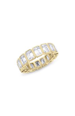 HauteCarat Emerald Cut Lab Created Diamond Eternity Ring in 18K Yellow Gold
