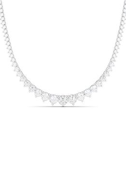 HauteCarat Graduated Lab Created Diamond Tennis Necklace in White Gold/Diamond