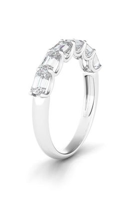 HauteCarat Half Sideways Lab Created Diamond 14K Gold Eternity Ring in White Gold