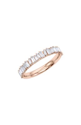 HauteCarat Lab Created Baguette Diamond Half Eternity Ring in 18K Rose Gold