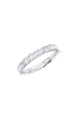 HauteCarat Lab Created Baguette Diamond Half Eternity Ring in 18K White Gold
