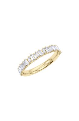 HauteCarat Lab Created Baguette Diamond Half Eternity Ring in 18K Yellow Gold
