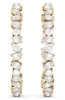 HauteCarat Mixed Cut 12.50CTW Lab Created Diamond Inside Out Hoop Earrings in 14K Yellow Gold