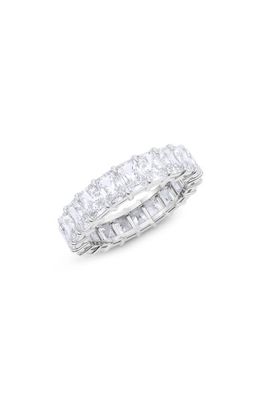HauteCarat Radiant Cut Lab Created Diamond Eternity Ring in 18K White Gold