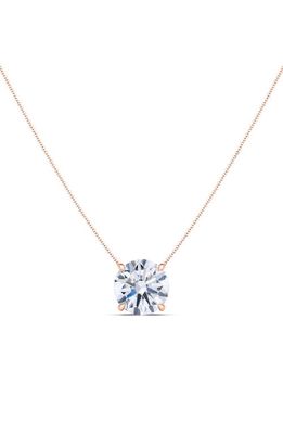 HauteCarat Round Brilliant Lab Created Diamond Pendant Necklace in 18K Rose Gold