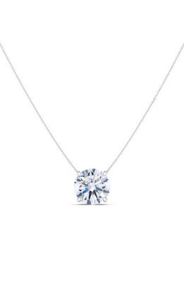 HauteCarat Round Brilliant Lab Created Diamond Pendant Necklace in 18K White Gold