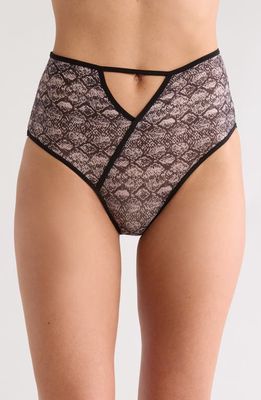 Hauty Down the Garden Patch Cutout High Waist Panties in Beige-Black 