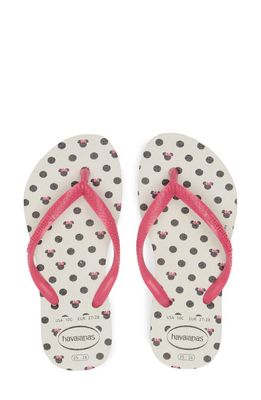 Havaianas Kids' Disney Slim Flip Flop in White/Black/Pink