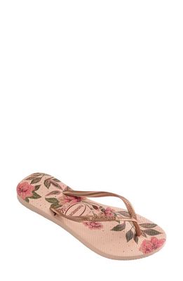 Havaianas Slim Flip Flop in Ballet Rose/Golden