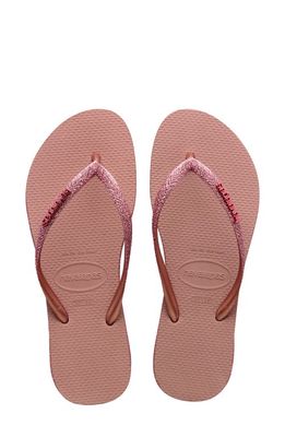 Havaianas Slim Sparkle Flip Flop in Crocus Rs/Gldn Blush