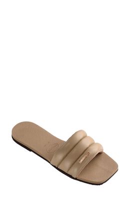 Havaianas You Milan Quilted Slide Sandal in Rose Gold
