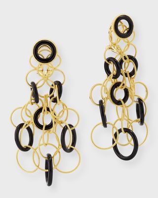 Hawaii Onyx Circle Earrings in 18K Gold