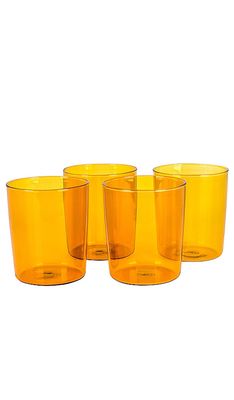 HAWKINS NEW YORK Essential Medium Glass Set Of 4 in Orange.
