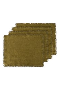 HAWKINS NEW YORK Essential Set of 4 Cotton Placemats in Olive.