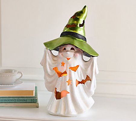 Hay & Harvest 17" Illuminated Halloween Figure with Witch Hat