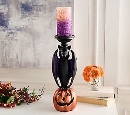 Hay & Harvest Resin Pillar Holder with LED Candle
