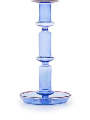 HAY Flare tall glass candleholder - Blue