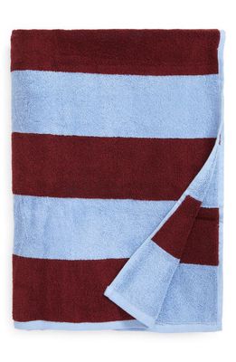 HAY Frotté Stripe Towel in Bordeaux/Sky Blue