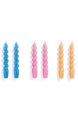 HAY Spiral 6-Pack Assorted Candles in Blue Dark Pink Peach