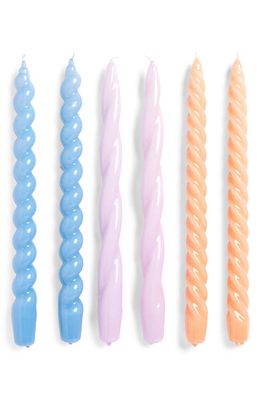 HAY Spiral 6-Pack Assorted Candles in Lilac Light Blue Dark Peach