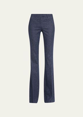 Haylee Flare-Leg Chambray Trousers