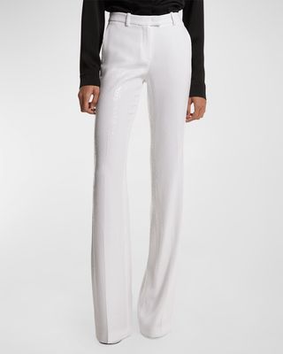 Haylee Sequined Flare Crepe Trousers