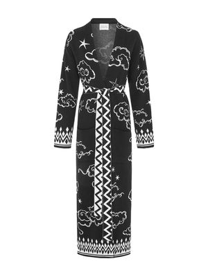 Hayley Menzies Lucky Clouds patterned-jacquard belted coat - Black