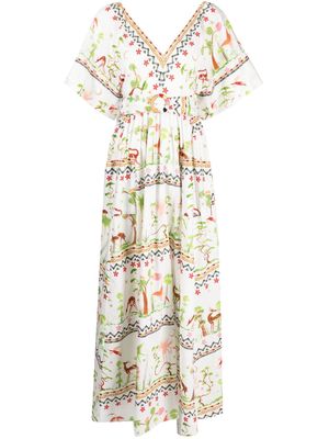 Hayley Menzies printed organic-cotton maxi dress - White