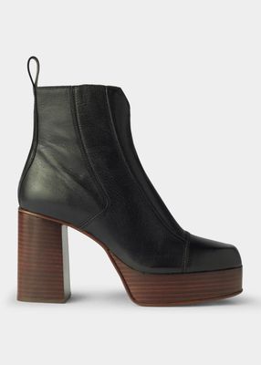 Hazel Leather Platform Ankle Boots