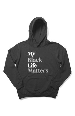 HBCU Pride & Joy Kids' My Black Life Matters Graphic Hoodie in Dark Heather Gray 