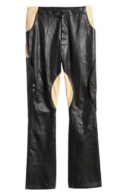 Head of State Iyabo Colorblock Leather Pants in Black/Cream
