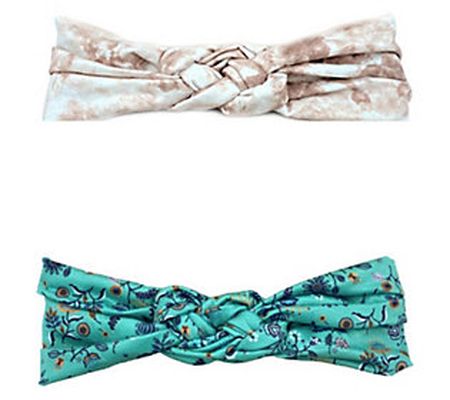 Headbands of Hope Teal Floral & Taupe Tie-Dye I nfinity Turbans