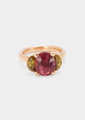 Headlamp Ring with Pink Tourmaline and Sphene