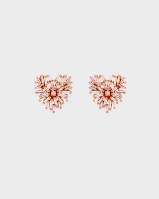 Heart 18k Rose Gold Diamond Stud Earrings
