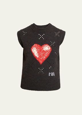Heart-Intarsia Wool Vest