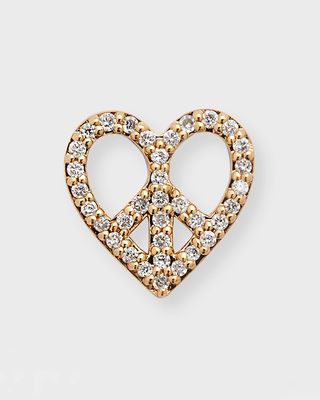 Heart-Shaped Diamond Peace Sign Single Earring