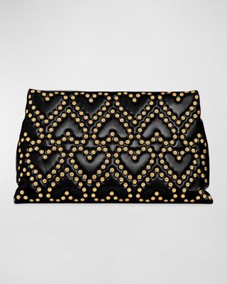 Heart Stud Quilted Pillow Clutch Bag