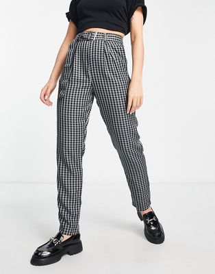 Heartbreak belted tailored pants in gray gingham - part of a set