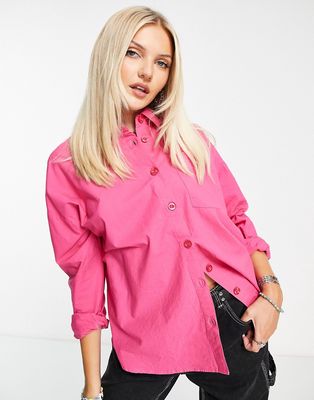 Heartbreak cotton poplin shirt in bright pink