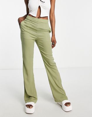 Heartbreak crinkle fit and flare pants in sage green - part of a set