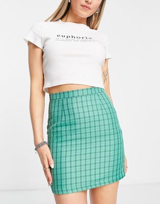 Heartbreak mini skirt in green check - part of a set