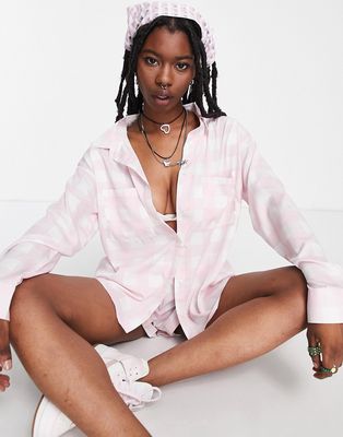 Heartbreak oversized shirt in pink gingham - part of a set