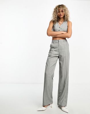 Heartbreak straight leg tailored pants in gray - part of a set