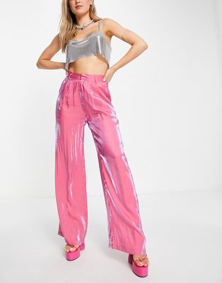 Heartbreak super wide leg pants in pink shimmer - part of a set