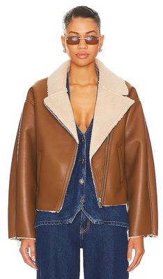HEARTLOOM Amelia Faux Leather Jacket in Brown
