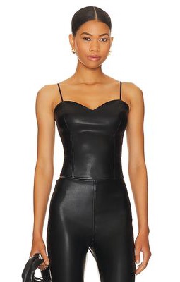 HEARTLOOM Simi Faux Leather Cami in Black